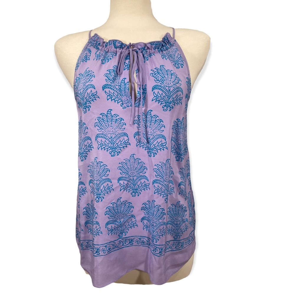 HD in Paris Anthropologie Lavender silk top SZ 6